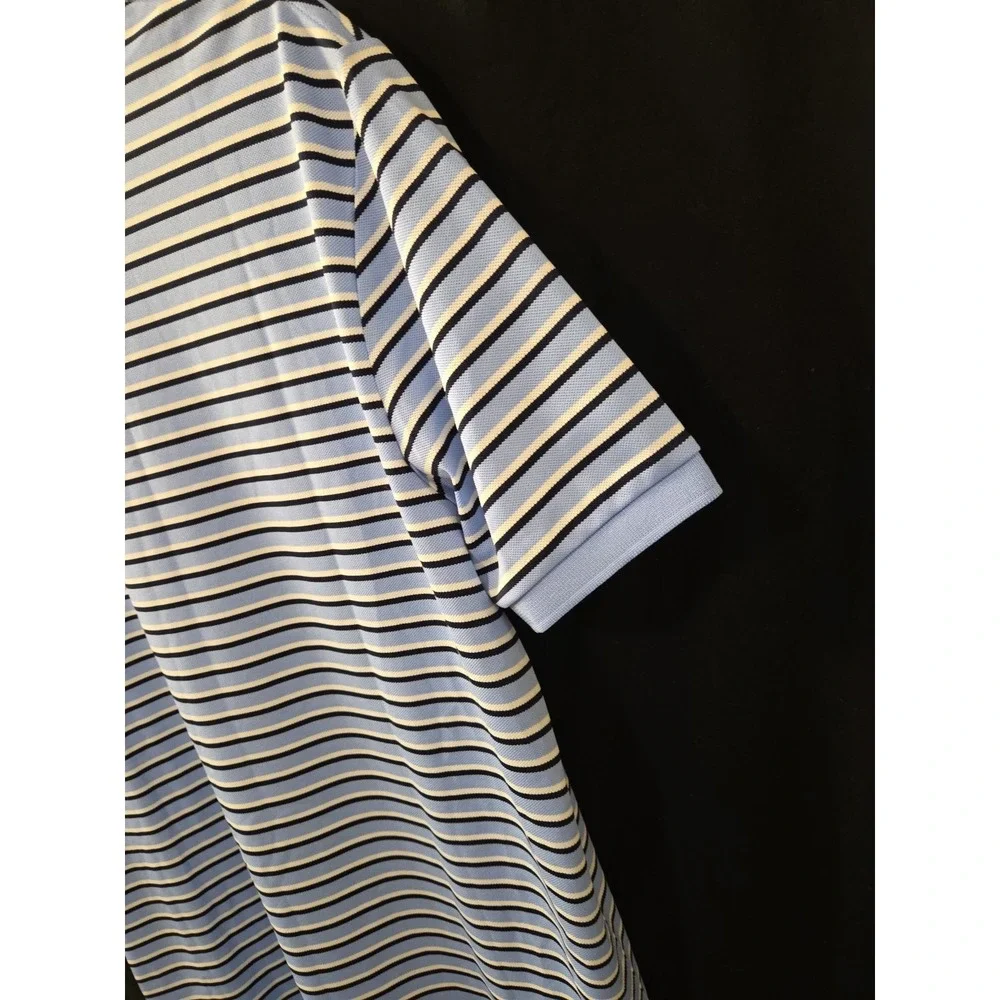 Polo Ralph Lauren Performance Golf Shirt Mens L Blue‎ Stretch Striped NWOT KNIT